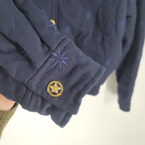 St John Sport Navy Blue Embriodered Button Down Bomber Jacket M - Picture 3 of 7